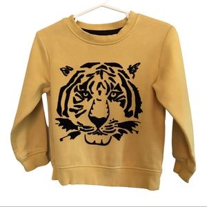 [3/$20] H&M Yellow Black Velvet Tiger Applique Toddler Sweater Sweatshirt 2Y